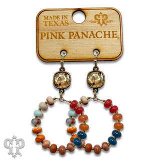 Multi-color stone earring, Austrian crystal