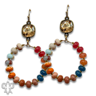 Multi-color stone earring, Austrian crystal
