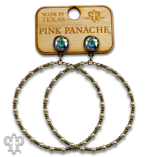 Pearl and beaded circle earring, Austrian crystal