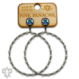 Pearl and beaded circle earring, Austrian crystal