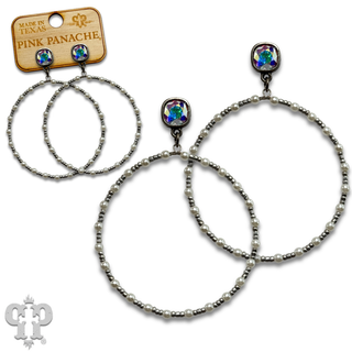 Pearl and beaded circle earring, Austrian crystal