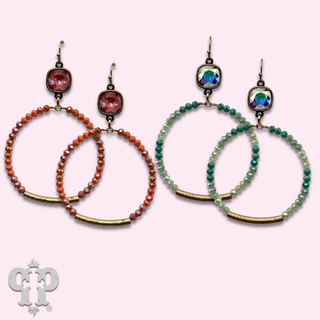 Beaded circle earring, Austrian crystal