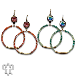 Beaded circle earring, Austrian crystal
