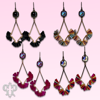 Teardrop earring with fluted beads and Austrian crystal