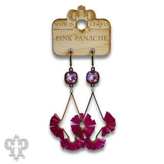 Teardrop earring with fluted beads and Austrian crystal