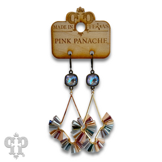 Teardrop earring with fluted beads and Austrian crystal