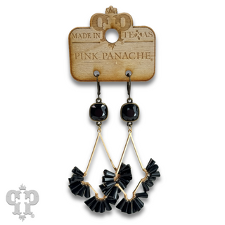 Teardrop earring with fluted beads and Austrian crystal
