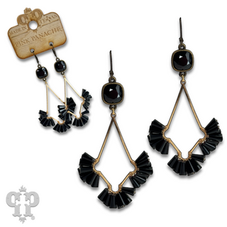 Teardrop earring with fluted beads and Austrian crystal