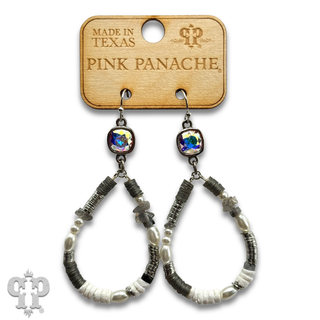 Mixed bead teardrop earring, Austrian crystal