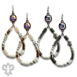 Mixed bead teardrop earring, Austrian crystal