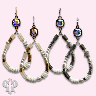Mixed bead teardrop earring, Austrian crystal