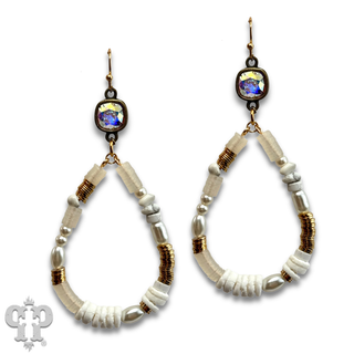 Mixed bead teardrop earring, Austrian crystal
