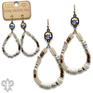 Mixed bead teardrop earring, Austrian crystal