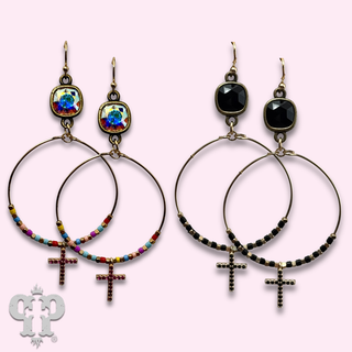 Rhinestone cross earring with Austrian crystal