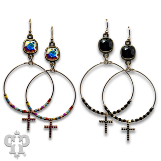 Rhinestone cross earring with Austrian crystal