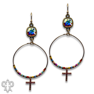 Rhinestone cross earring with Austrian crystal