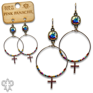 Rhinestone cross earring with Austrian crystal