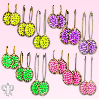 Neon Austrian crystal oval earring