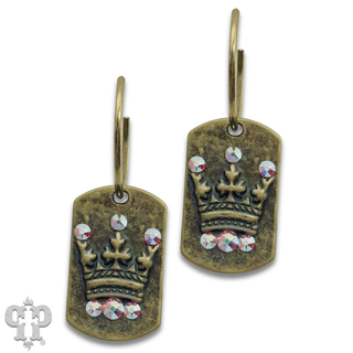 Crown tag earring with Austrian crystals
