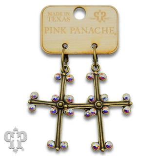 Round tip cross earring with Austrian crystals