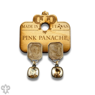 Pearlescent rectangle and Austrian crystal earring