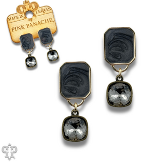 Pearlescent rectangle and Austrian crystal earring