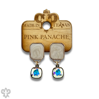 Pearlescent rectangle and Austrian crystal earring
