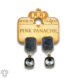 Pearlescent rectangle and Austrian crystal earring
