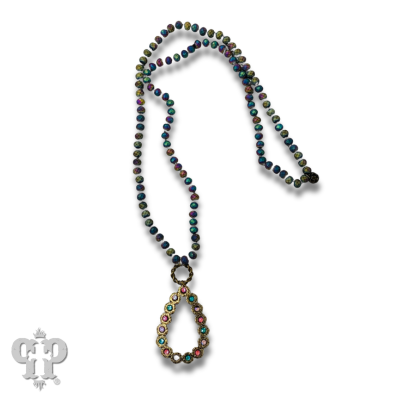Multi-color teardrop pendant necklace, Austrian crystals