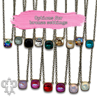 Austrian square crystal chain necklace, 12mm