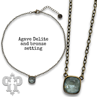 Austrian square crystal chain necklace, 12mm