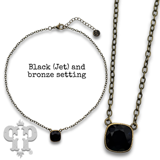 Austrian square crystal chain necklace, 12mm