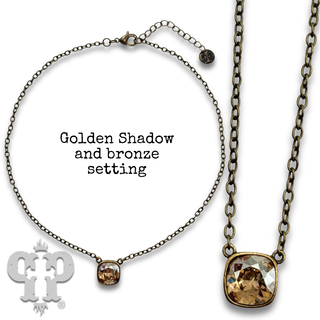 Austrian square crystal chain necklace, 12mm
