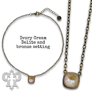 Austrian square crystal chain necklace, 12mm