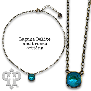Austrian square crystal chain necklace, 12mm