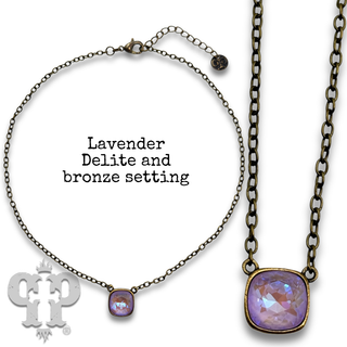 Austrian square crystal chain necklace, 12mm