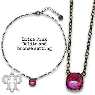 Austrian square crystal chain necklace, 12mm