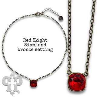 Austrian square crystal chain necklace, 12mm