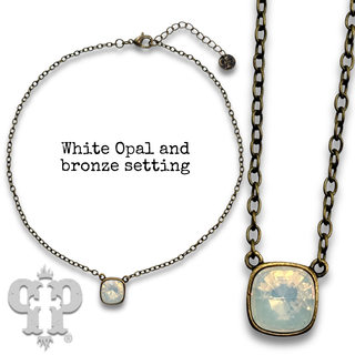 Austrian square crystal chain necklace, 12mm
