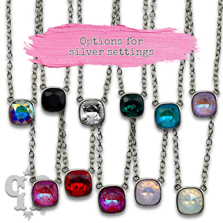 Austrian square crystal chain necklace, 12mm
