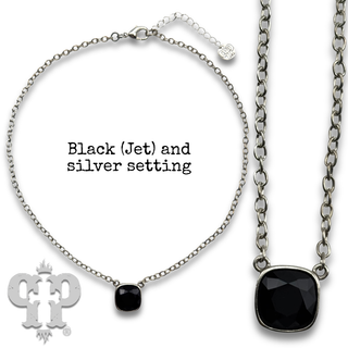Austrian square crystal chain necklace, 12mm