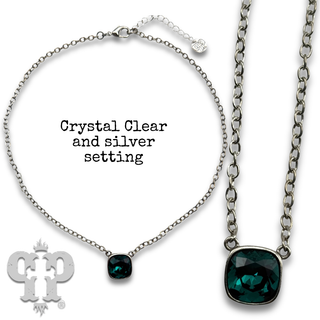 Austrian square crystal chain necklace, 12mm