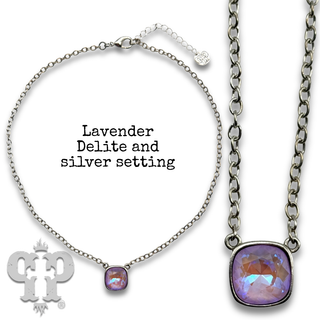 Austrian square crystal chain necklace, 12mm