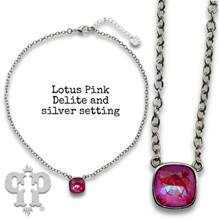 Austrian square crystal chain necklace, 12mm