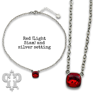 Austrian square crystal chain necklace, 12mm
