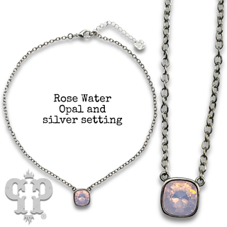 Austrian square crystal chain necklace, 12mm