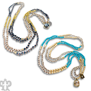 Wrap around bead necklace with Austrian crystal
