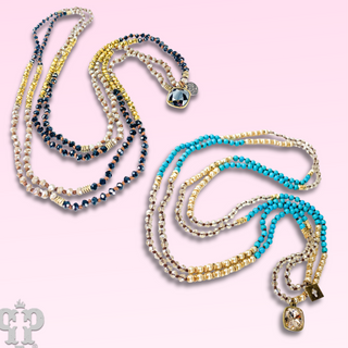Wrap around bead necklace with Austrian crystal