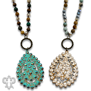 Santa Fe teardrop long necklace with Austrian crystal