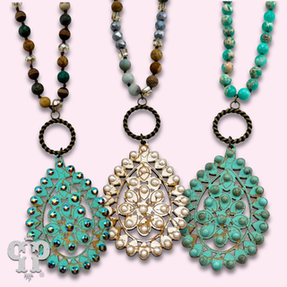 Santa Fe teardrop long necklace with Austrian crystal